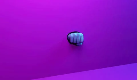 Abstract 3D rendering Hand breaking through the wall by a fist Stock Illustration