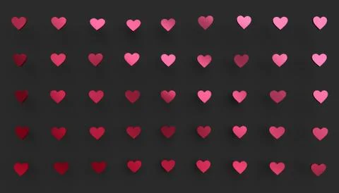 Abstract 3D Rendering of Heart Shapes Illustrazione stock