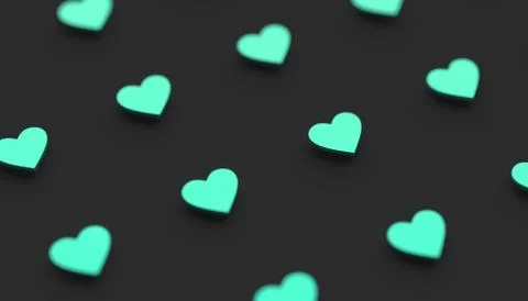 Abstract 3D Rendering of Heart Shapes Illustrazione stock