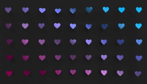 Abstract 3D Rendering of Heart Shapes Illustrazione stock