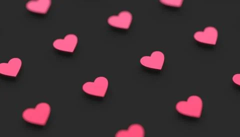 Abstract 3D Rendering of Heart Shapes Illustrazione stock