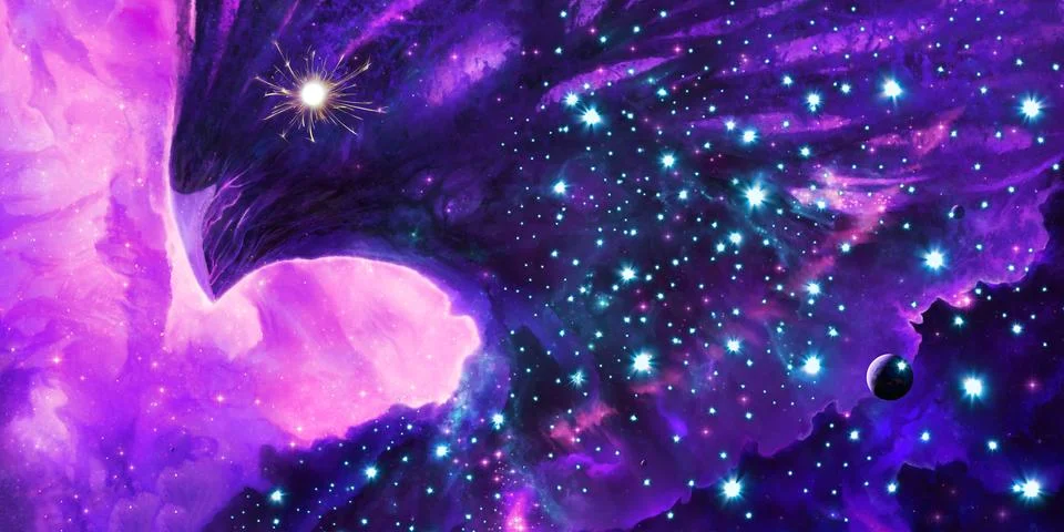 Abstract 3d rendering illustration of an alien creature gloing in space Stock Illustration