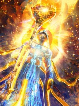 Abstract 3d rendering illustration of an ancient egyptian powerful god contro Stock Illustration