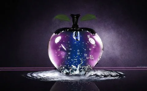 Abstract 3d rendering illustration of an apple on water Stock Illustration