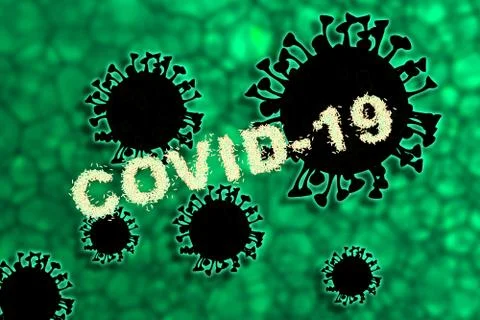 Abstract 3d rendering illustration of a black clip art covid 19 coronavirus d Stock Illustration