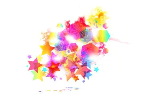 Abstract 3d rendering illustration of a bright colorful stars artwork Stock Illustration
