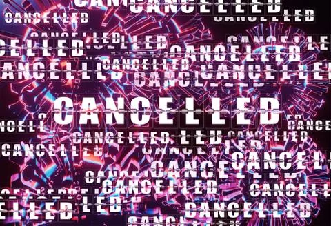 Abstract 3d rendering illustration of a canceled warning of Coronavirus in te Stock Illustration