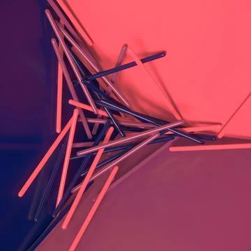 Abstract 3d rendering illustration of chaotically scattered multicolored sticks イラスト素材