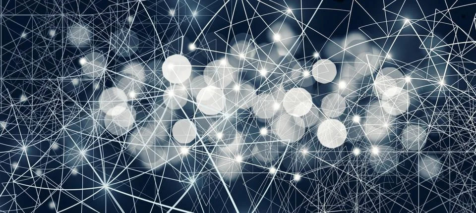 Abstract 3d Rendering Illustration of a Connected Digital Network Internet ba Stock Illustration