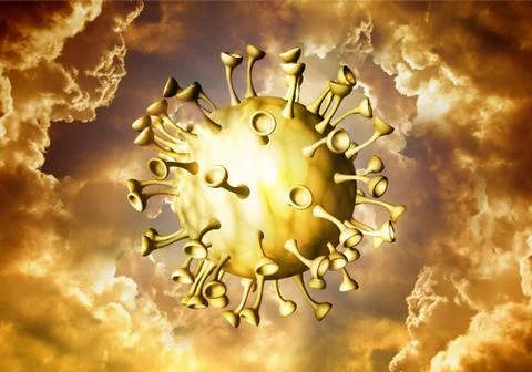 Abstract 3d rendering illustration of a Coronavirus in techno mechanical styl Stock Illustration