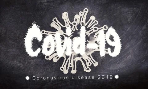Abstract 3d rendering illustration of coronavirus particle on a blackboard Stock Illustration