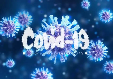Abstract 3d rendering illustration of a Coronavirus Virus Inside A Cell Stock Illustration