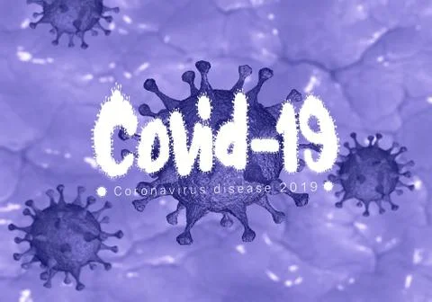 Abstract 3d rendering illustration of covid 19 virus inside cell under micros Stock Illustration