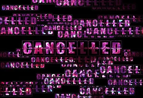 Abstract 3d rendering illustration of a dark theme canceled warning because o Stock Illustration