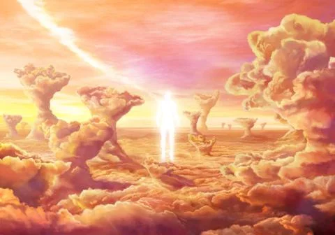 Abstract 3d rendering illustration of a man ghost with rays of light emanatin Stock Illustration