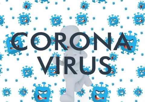 Abstract 3d rendering illustration of model escaping from covid 19 virus Stock Illustration