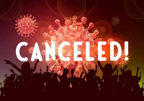 Abstract 3d rendering illustration of party canceled to stop spreading corona Stock Illustration