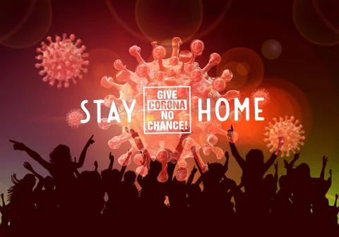 Abstract 3d rendering illustration of people celebrating a stay at home chall Stock Illustration