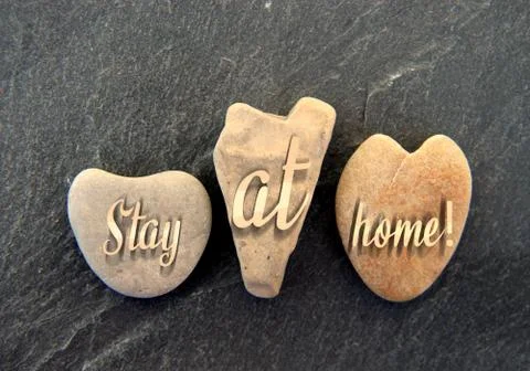 Abstract 3d rendering illustration of a stay at home text composed on stones Stock Illustration