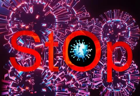 Abstract 3d rendering illustration of a stop warning because of Coronavirus i Stock Illustration
