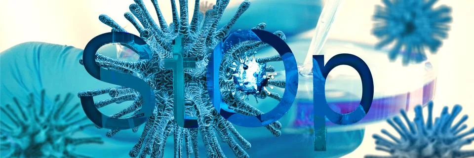 Abstract 3d rendering illustration of stop covid 19 coronavirus. Stock Illustration