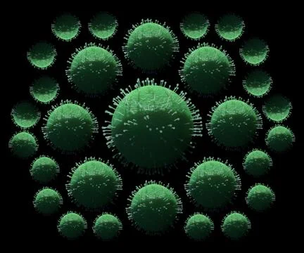 Abstract 3d Rendering Illustration Of A Unique Virus Cells Division Stock Illustration