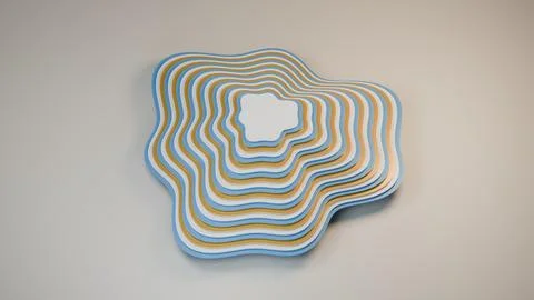 Abstract 3D rendering of layered wavy blue and beige shapes on a neutral ba.. Stock Photos