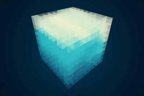 Abstract 3d rendering of low poly cube. Futuristic design. Ice Cube Illustrazione stock