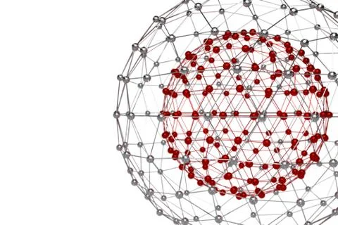 Abstract 3d rendering of low poly metal sphere with chaotic structure. Sci-fi Stock Illustration