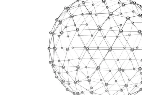 Abstract 3d rendering of low poly metal sphere with chaotic structure. Sci-fi Stock Illustration