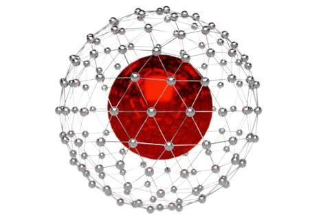 Abstract 3d rendering of low poly metal sphere with chaotic structure. Sci-fi Stock Illustration