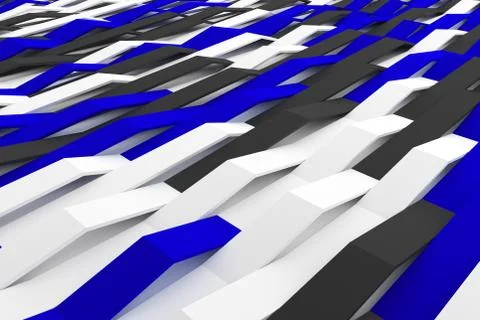 Abstract 3D rendering of matte plastic waves Stock Illustration