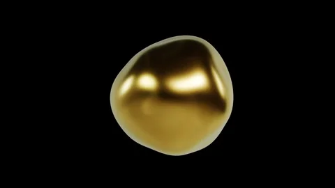 Abstract 3D rendering of molten gold liquid sphere morphing loop Stock Footage 340242090