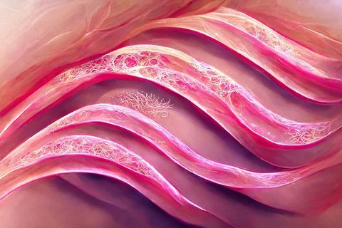 Abstract 3d rendering of pink-colored curvy tissues Stock Illustration