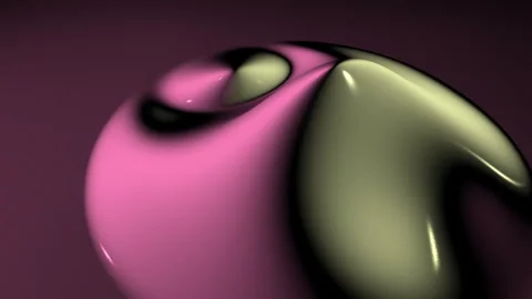 Abstract 3d rendering with pink green glossy wavy shapes Stock Footage 339350422