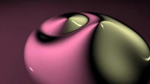 Abstract 3d rendering with pink green glossy wavy shapes Ilustración de archivo