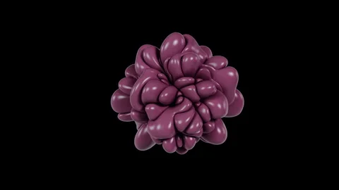 Abstract 3D rendering of pink organic fleshy sphere morphing loop Stock Footage 340243293