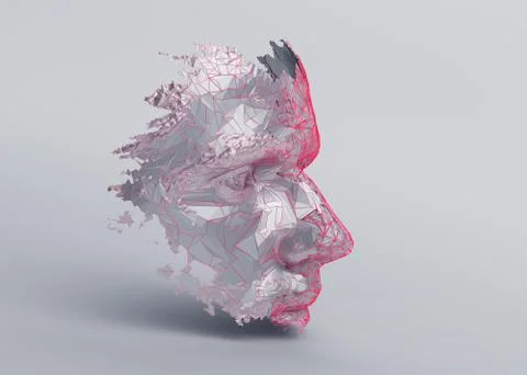 Abstract 3D Rendering of Polygonal Human Face Stock Illustration