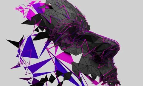 Abstract 3D Rendering of Polygonal Human Face Illustrazione stock