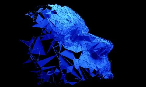 Abstract 3D Rendering of Polygonal Human Face Stock Illustration