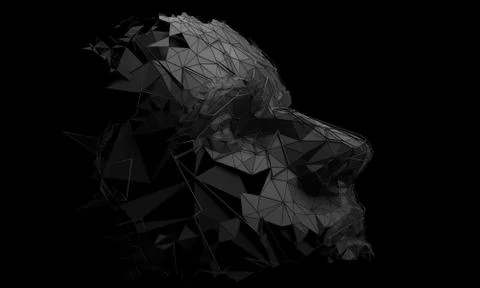 Abstract 3D Rendering of Polygonal Human Face Illustrazione stock
