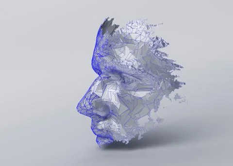 Abstract 3D Rendering of Polygonal Human Face Stock Illustration