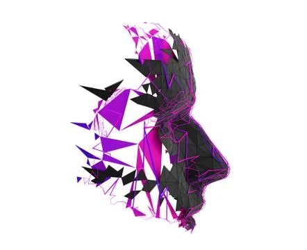 Abstract 3D Rendering of Polygonal Human Face Stock Illustration