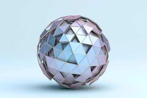 Abstract 3D Rendering of Polygonal Sphere Stock Illustration