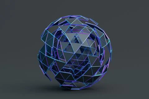 Abstract 3D Rendering of Polygonal Sphere Illustrazione stock