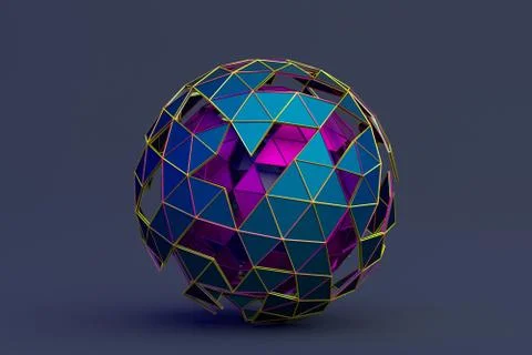 Abstract 3D Rendering of Polygonal Sphere 스톡 일러스트