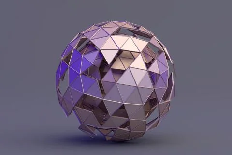 Abstract 3D Rendering of Polygonal Sphere Stock Illustration