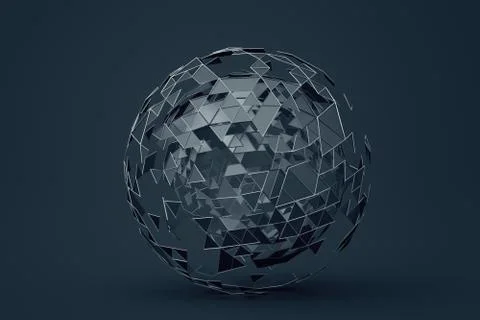 Abstract 3D Rendering of Polygonal Sphere Illustrazione stock