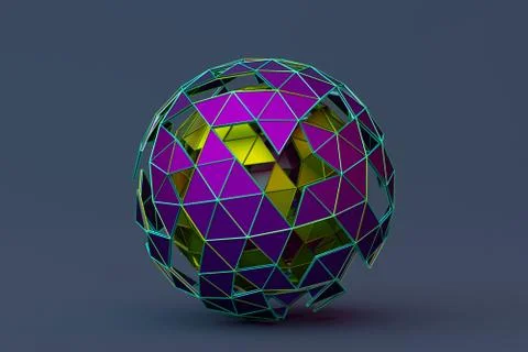 Abstract 3D Rendering of Polygonal Sphere Stock-Illustration
