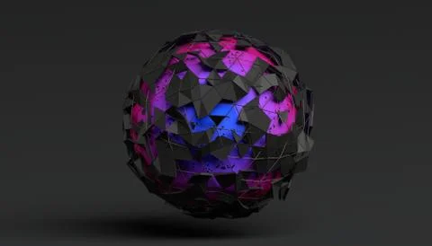 Abstract 3D Rendering of Polygonal Sphere Illustrazione stock